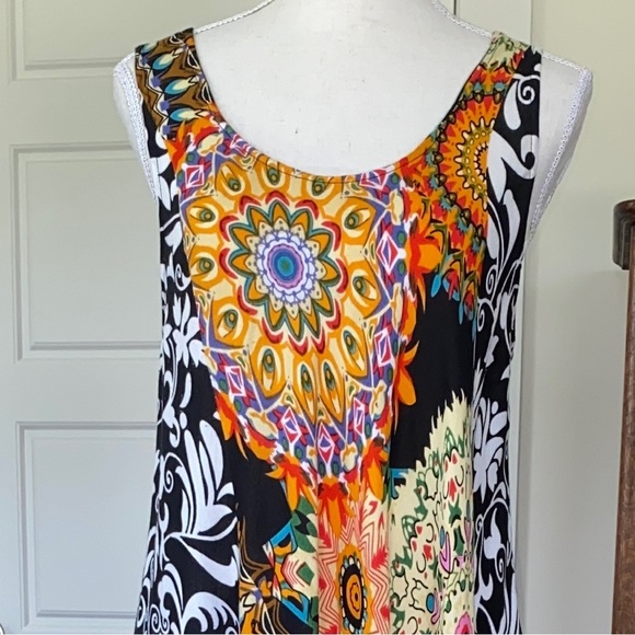 7 Island // Beach Party Dress 100% Rayon Sleeveless multi-patterned - Picture 10 of 10